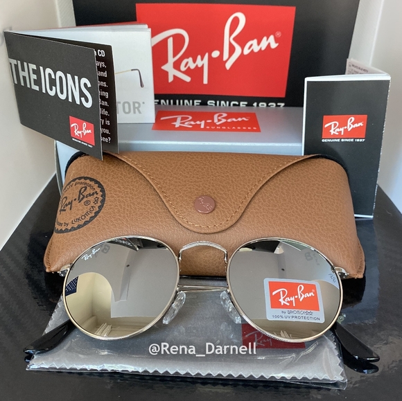 Ray-Ban Round Metal Silver RB3447 Mirror New - Picture 10 of 14